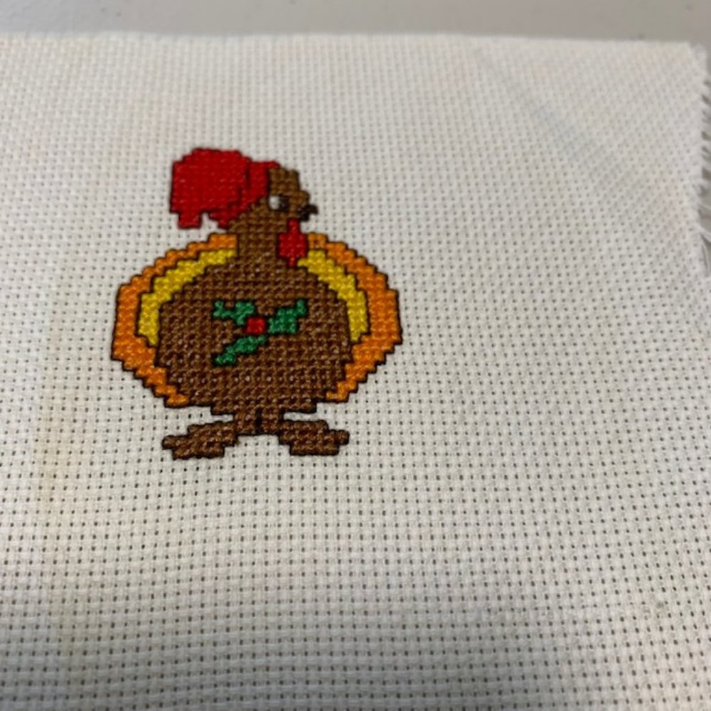 Tom Turkey Completed Cross Stitch Unframed